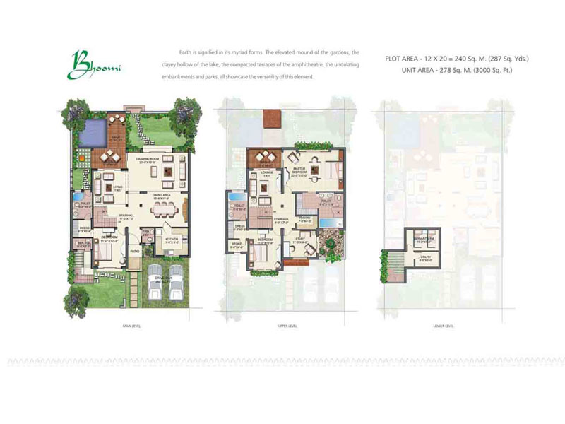 Tatvam villas 3BHK floor plan - Villas for Rent in Gurgaon